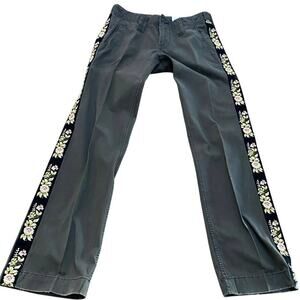 Lucky Brand Floral Embroidery Low Rise Chino Trouser Pants Size 26 Y2K 2000s